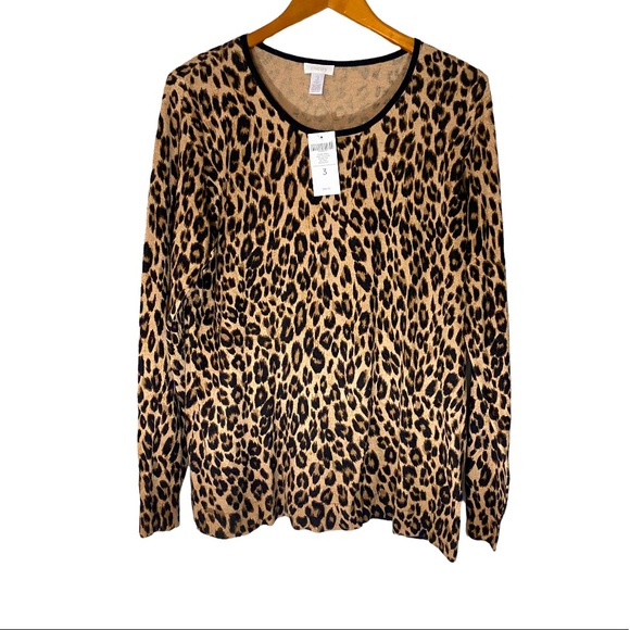Chico's Sweaters - Chico’s Mindy Pullover sweater animal print cheetah size 3 | xL NWT